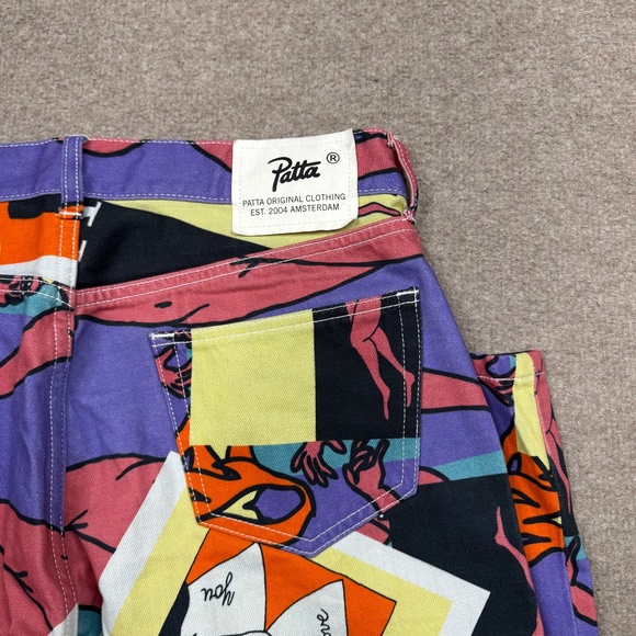 Patta Men's Pants Size 32 x 30 Multicolor Denim Straight Magazine AOP Graphic - Picture 11 of 11